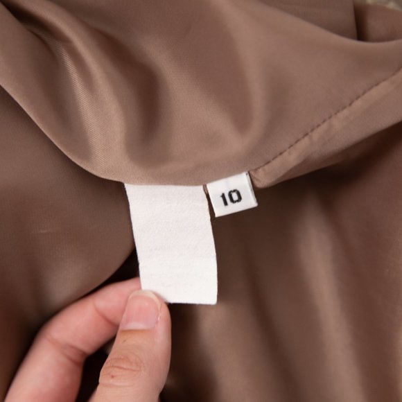 Vintage 90s M/L Fox Fur Collar Tweed Coat Tan - Picture 14 of 15